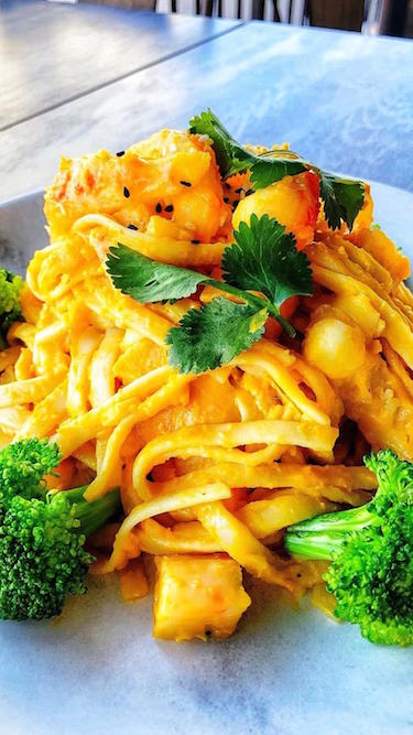 Order vegan shrimp creamy pasta food online from Gokoku Vegetarian Ramen Shop store, North Hollywood on bringmethat.com