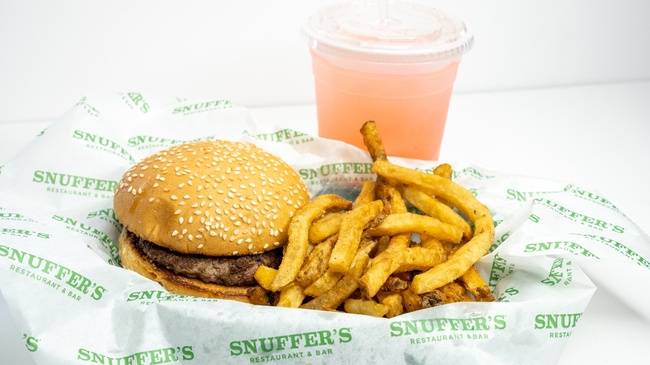 Order Kids Burger food online from Snuffer's Restaurant & Bar store, Dallas on bringmethat.com