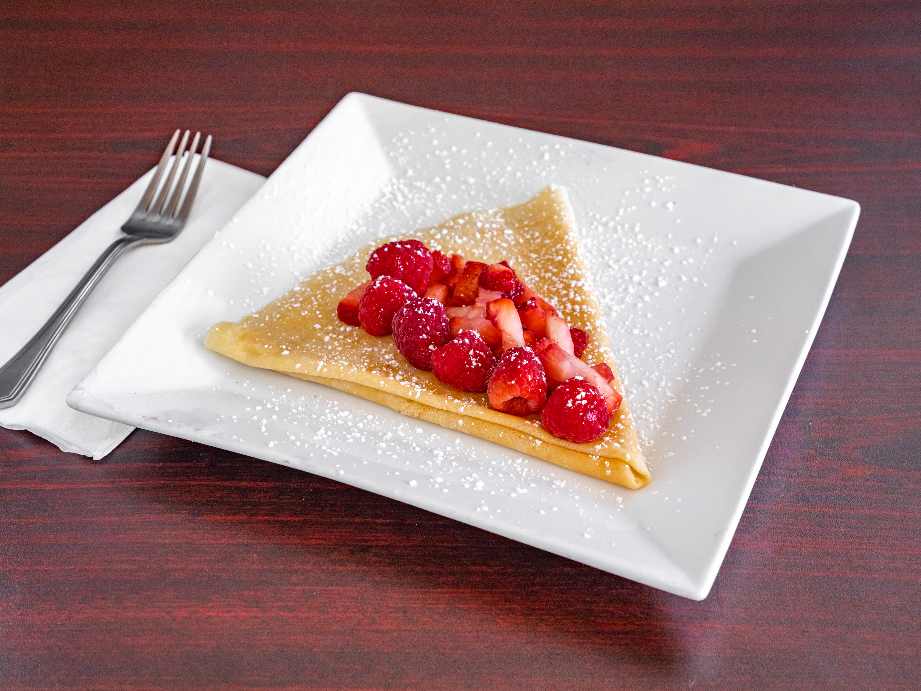 Order Nutella and Raspberry Crepe food online from Crepe Heaven store, Lawndale on bringmethat.com