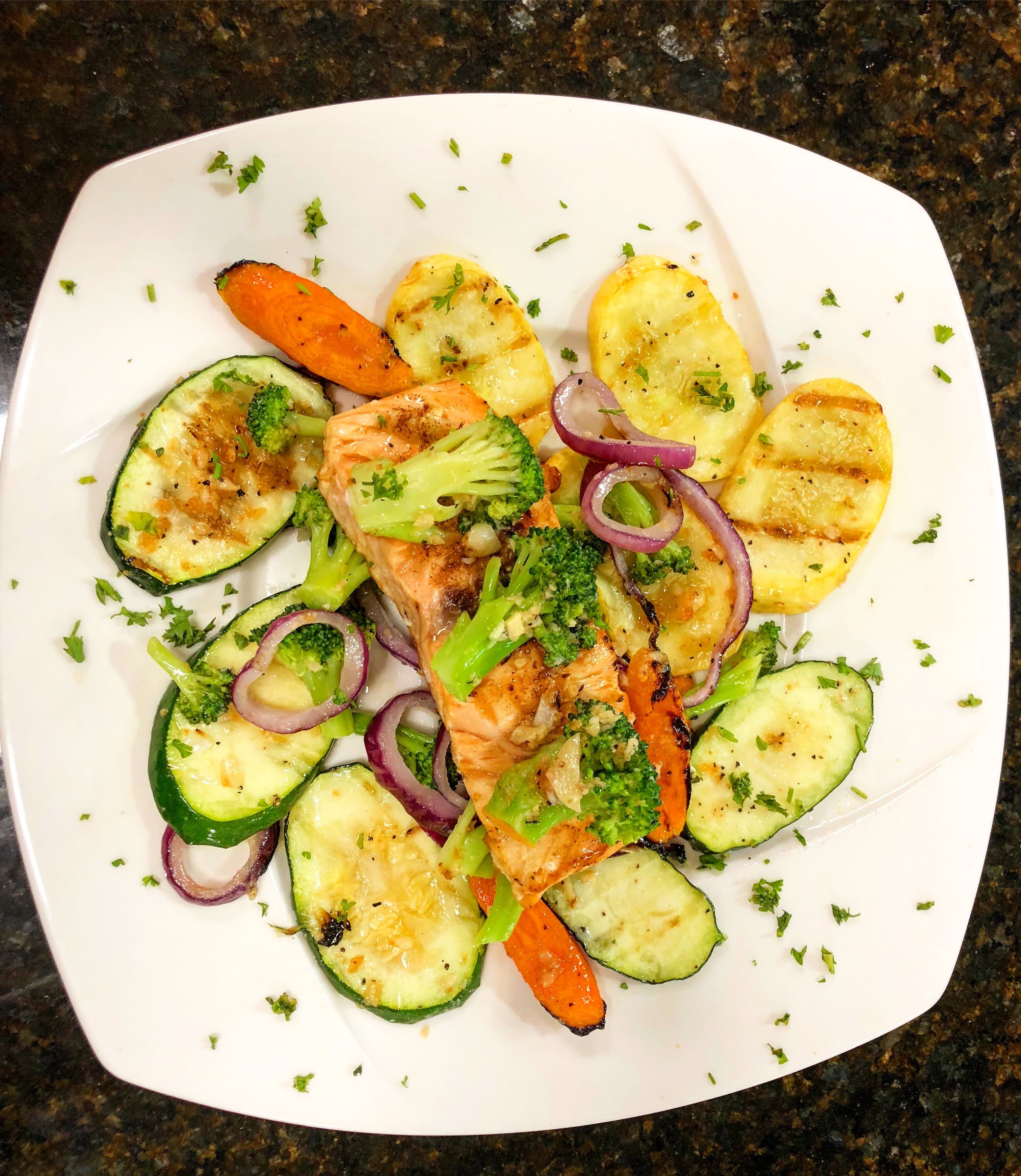 Order Grilled Salmon - Dinner food online from Gaby's Pizza & Grill store, Saddle Brook on bringmethat.com