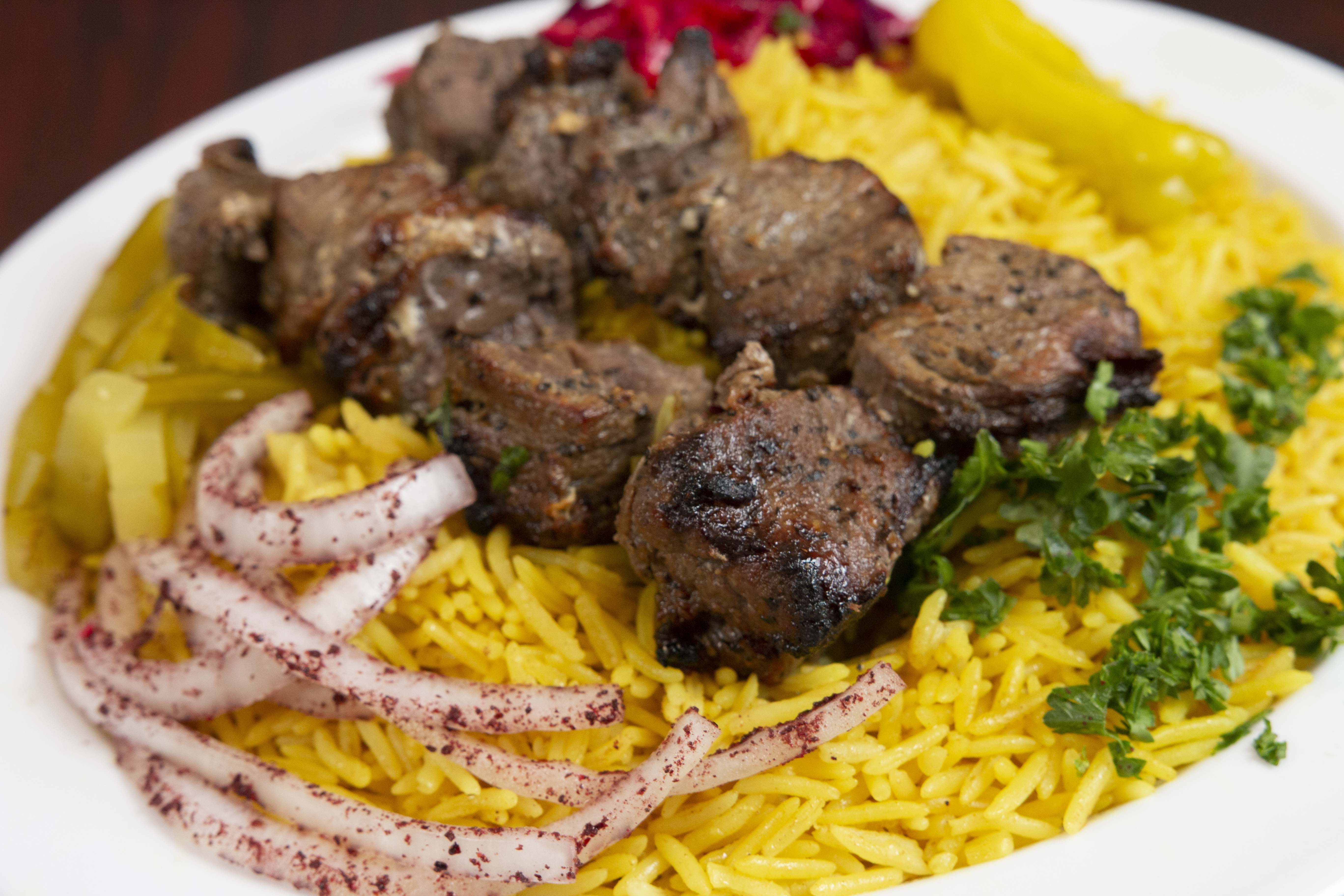 Order Beef Kabob (filet mignon)  food online from shawarma king store, Gurnee on bringmethat.com