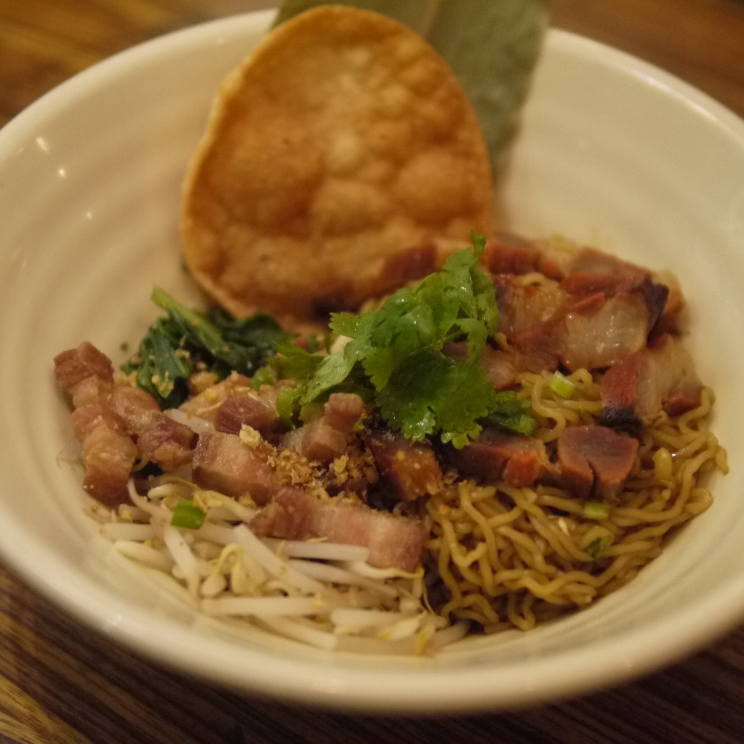 Order Egg Noodle with Roasted Pork and Crispy Pork food online from Klong thai store, New York on bringmethat.com