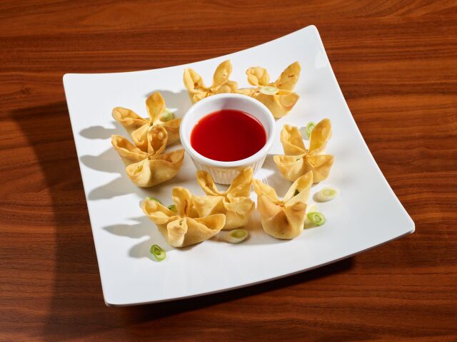 Order 8 Crab Cheese Wontons food online from Cafe Ambrosia store, Aurora on bringmethat.com