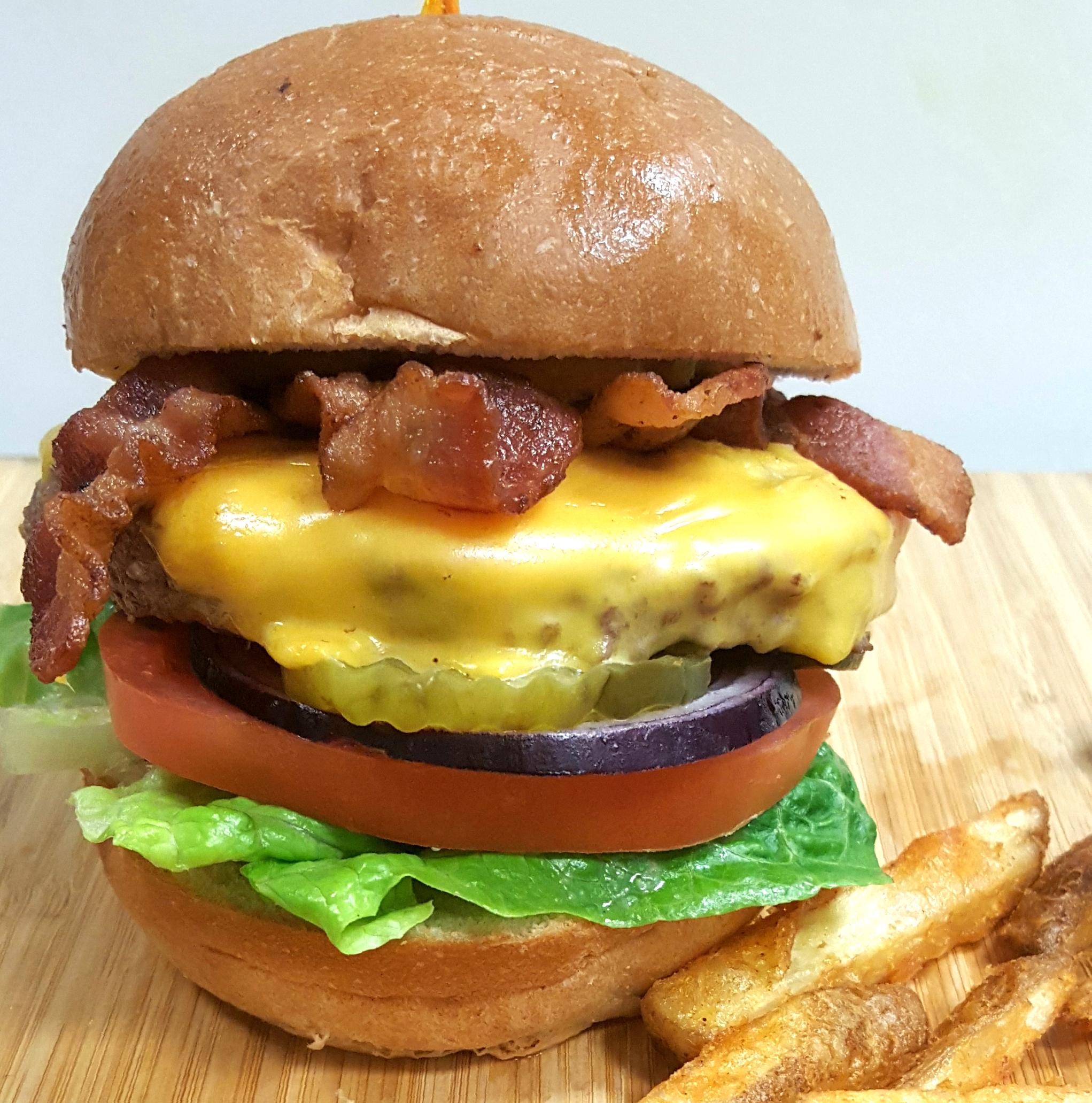 Order Bacon Cheeseburger & Fries food online from Springdale Cafe store, Huntington Beach on bringmethat.com
