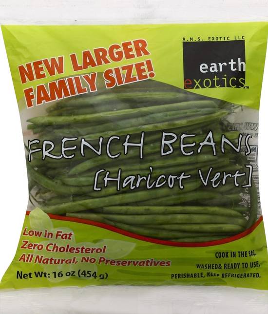 Order Earth Exotics · French Beans Haricot Vert Family Size (16 oz) food online from Safeway store, Dixon on bringmethat.com