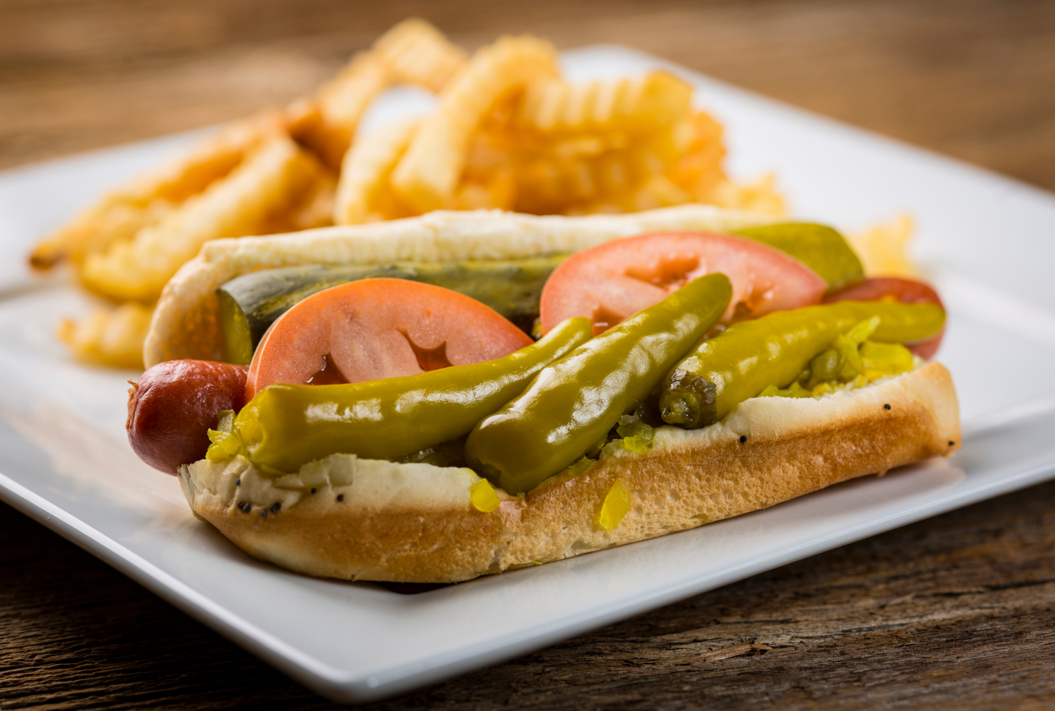 Order Chicago Style Hot Dog Sandwich food online from Rosati's Pizza store, Hoschton on bringmethat.com
