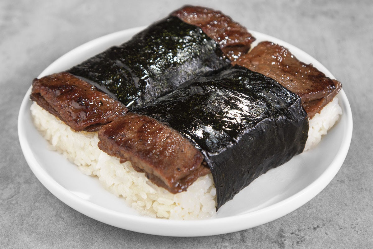 Order Hawaiian BBQ Beef Musubi (2 pcs) food online from Ono Hawaiian BBQ store, Bakersfield on bringmethat.com