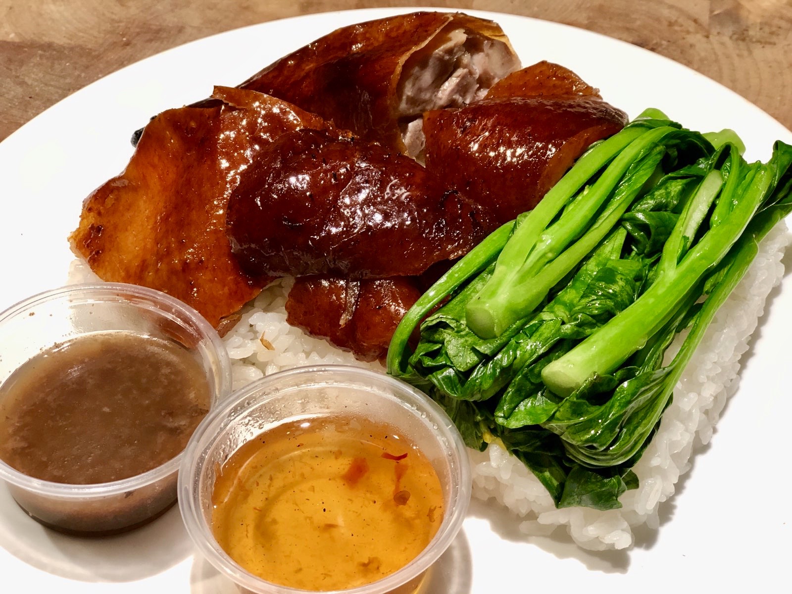 Order Half a Roast Duck Rice Plate  燒鴨飯 food online from Go Duck Yourself Crafted By Hing Lung Company store, San Francisco on bringmethat.com