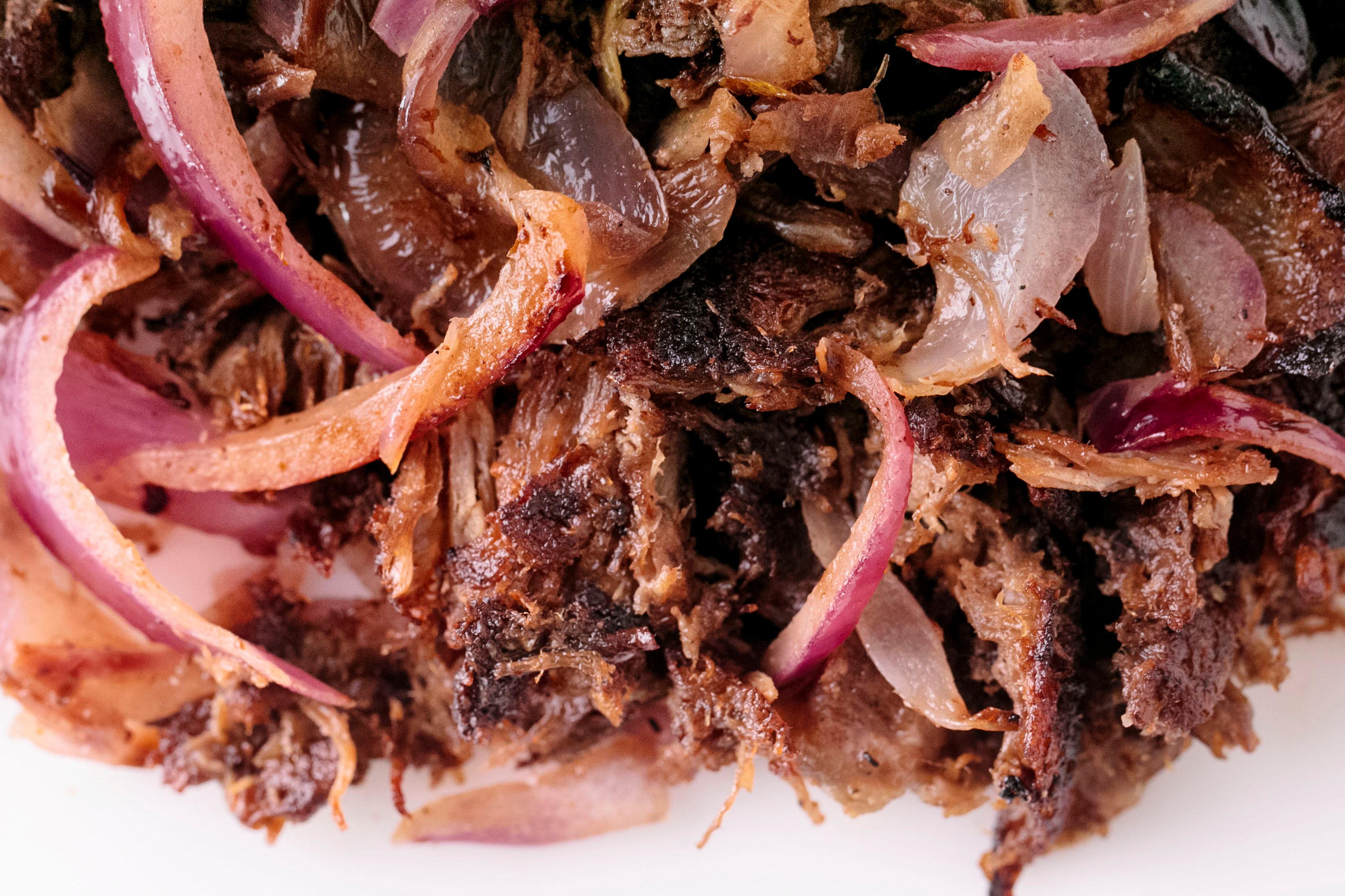 Order Vaca Frita (Pan-Fried Shredded Beef & Grilled Onions) food online from Cuban Kitchen store, San Mateo on bringmethat.com