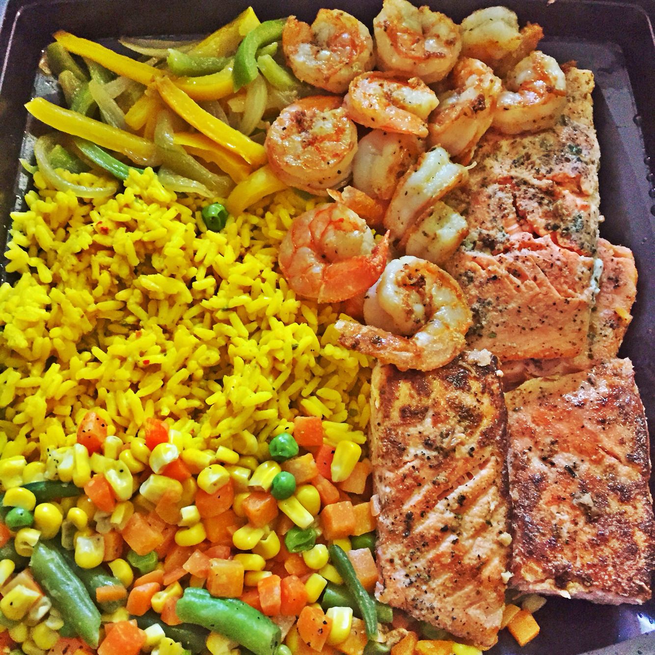 Order Salmon & Shrimp over Rice  food online from Shebamz Grill store, Albany on bringmethat.com