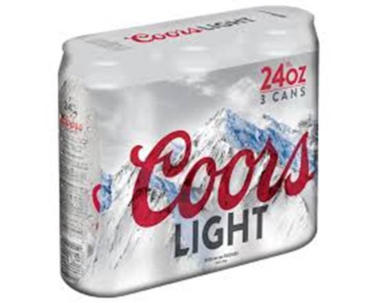 Order Coors Light, 3pk-24oz can beer (4.2% ABV) food online from Samco Food Store store, Bakersfield on bringmethat.com