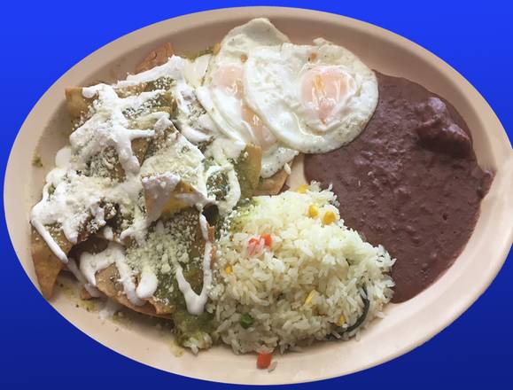 Order CHILAQUILES RED OR GREEN  food online from Restaurante Y Pupuseria El Aguila store, San Jose on bringmethat.com