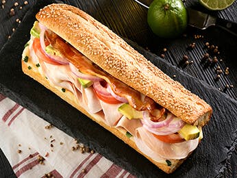 Order Stacked Turkey Baguette - Baguette food online from Select Pizza | Grill store, Cinnaminson on bringmethat.com