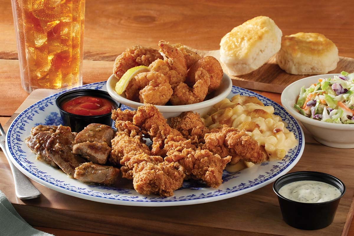 Order Tips, Tenders n' Shrimp Platter food online from Cracker Barrel store, East Amarillo on bringmethat.com