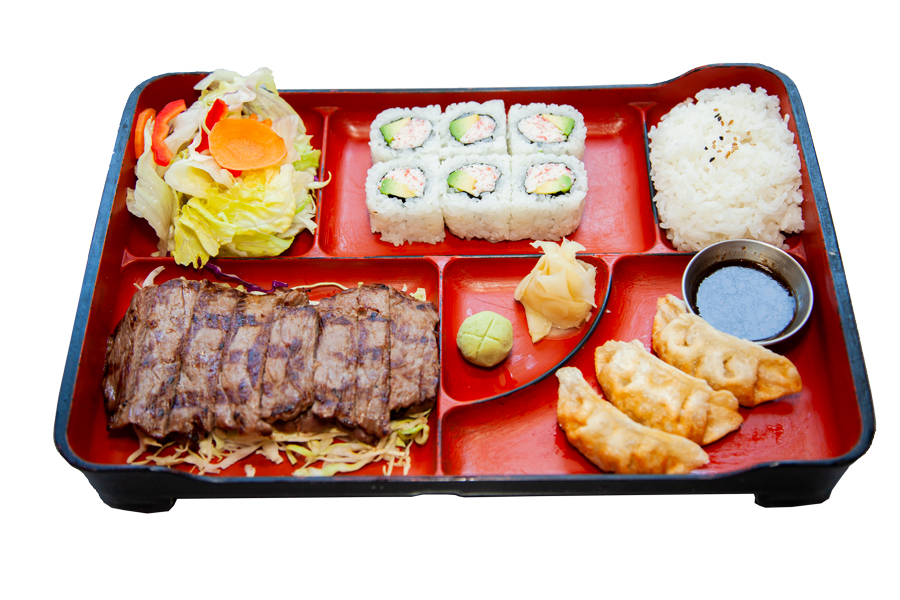 Order 4. Beef Teriyaki and California Roll and Gyoza Dinner food online from Kippu Japanese Cuisine store, San Francisco on bringmethat.com