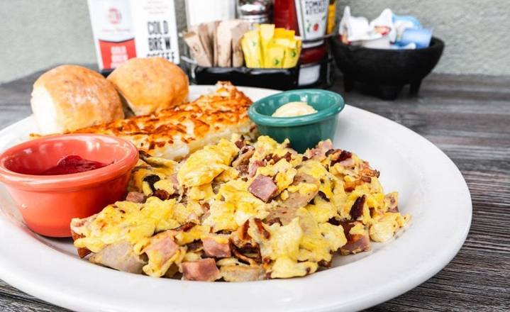 Order Meat Lovers Scramble - OO food online from Biscuits Cafe store, Glendale on bringmethat.com