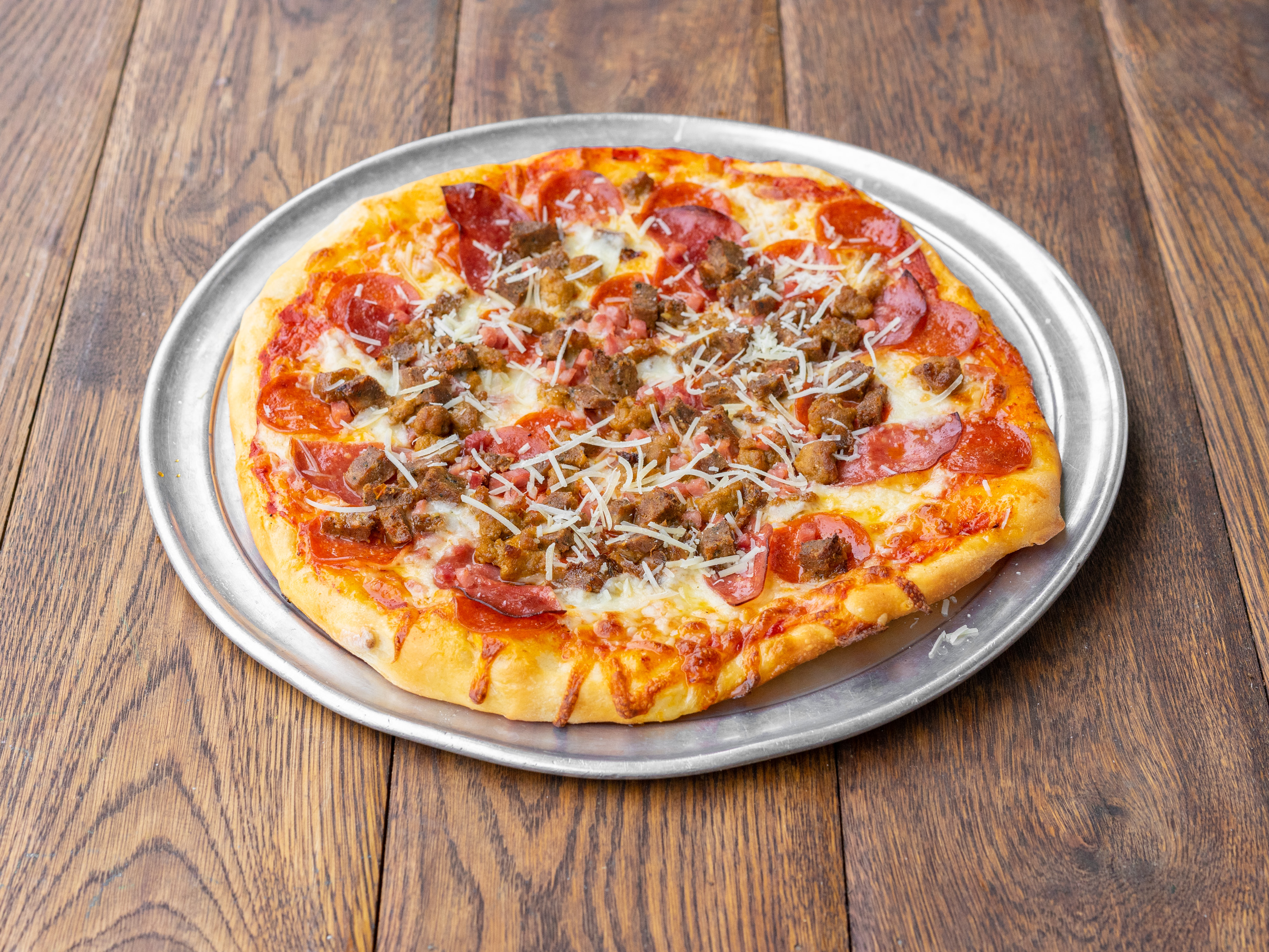 Order Meat Lovers Pizza food online from Allegro Pizzeria store, Carmel-by-the-Sea on bringmethat.com