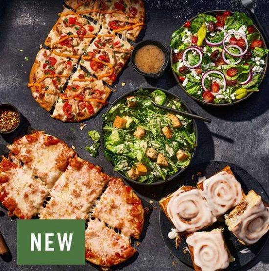 Order 2 Flatbread Pizza Family Feast with Vanilla Cinnamon Rolls food online from Panera store, Fayetteville on bringmethat.com