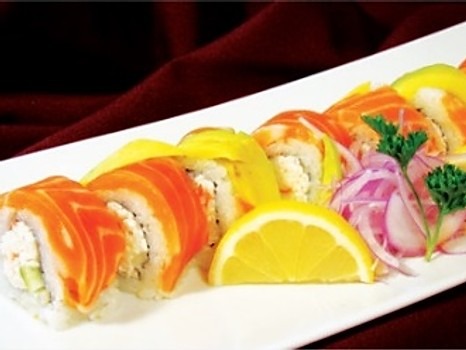 Order FR5. Salmon and Scallop Roll food online from Hoshi Sushi store, Fullerton on bringmethat.com