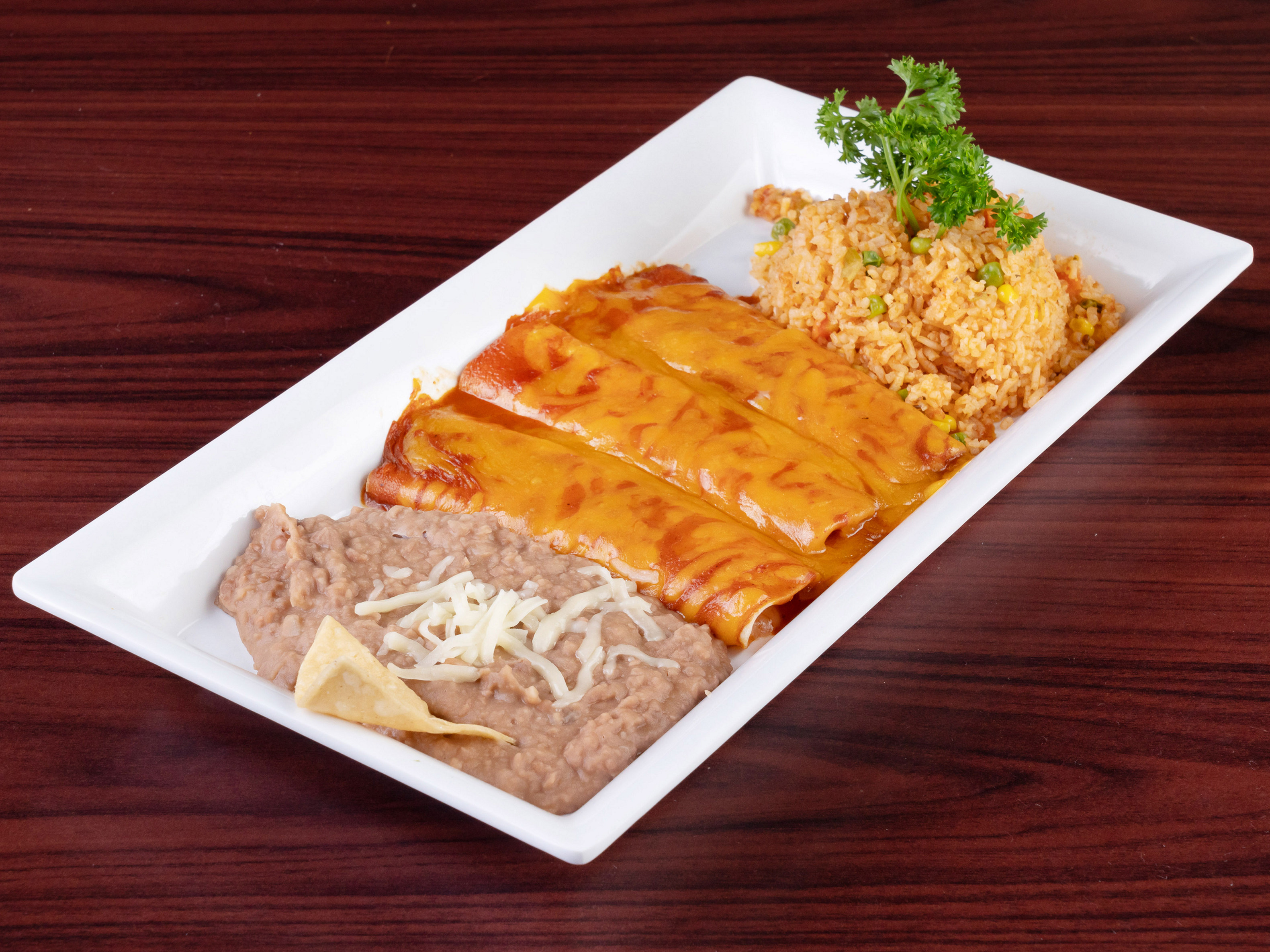 Order Enchiladas Tejanas with Cheese food online from Cristobal Mexican Grill & Bar store, Richmond on bringmethat.com