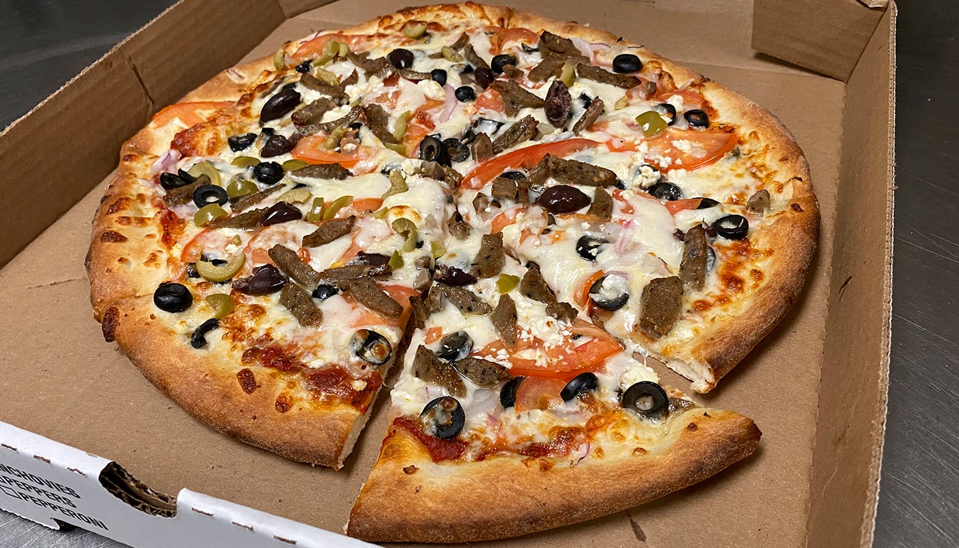 Order Greek Pizza - 12'' food online from New York New York Pizza and Pasta store, La Mesa on bringmethat.com