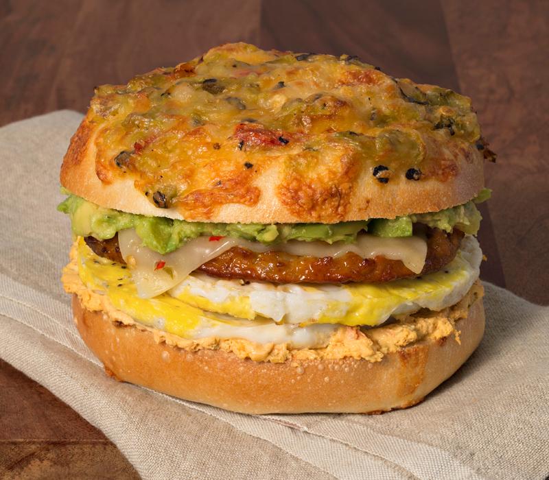 Order Chorizo Sunrise Egg Sandwich food online from Einstein Bros Bagels store, Fayetteville on bringmethat.com