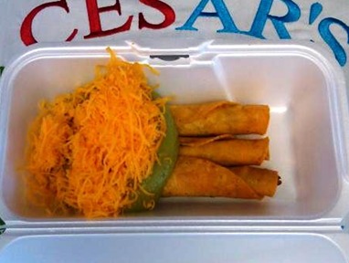 Order #36. Three Rolled Tacos food online from Cesar store, Albuquerque on bringmethat.com