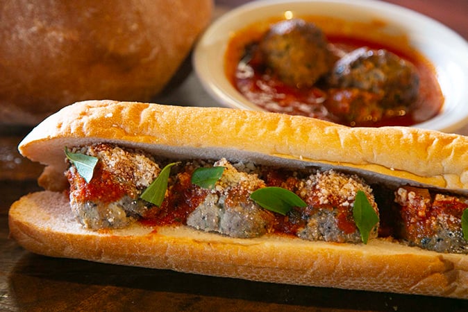 Order Meatball Parmesan Sandwich food online from Russo's Pizza store, Galveston on bringmethat.com