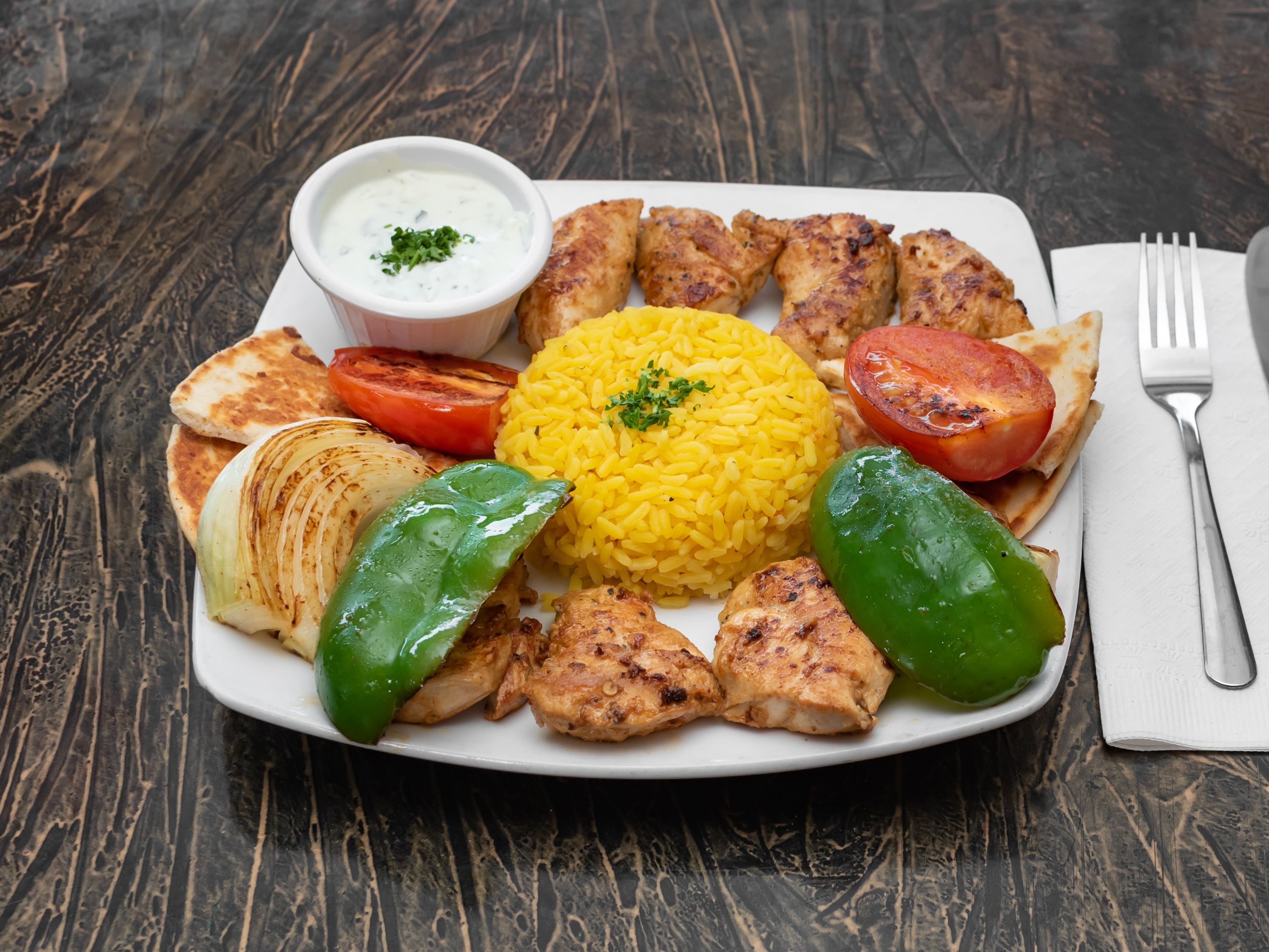Order Chicken Kabob Tray food online from Jukebox Diner store, Manassas on bringmethat.com