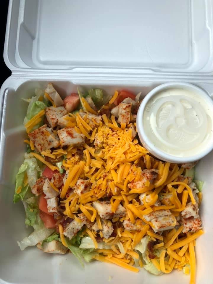 Order California Chicken Salad - Salad food online from Panjo's Pizza store, Corpus Christi on bringmethat.com