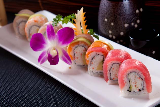 Order F-2. Rainbow Roll food online from Crazy Rock'n Sushi store, Irvine on bringmethat.com