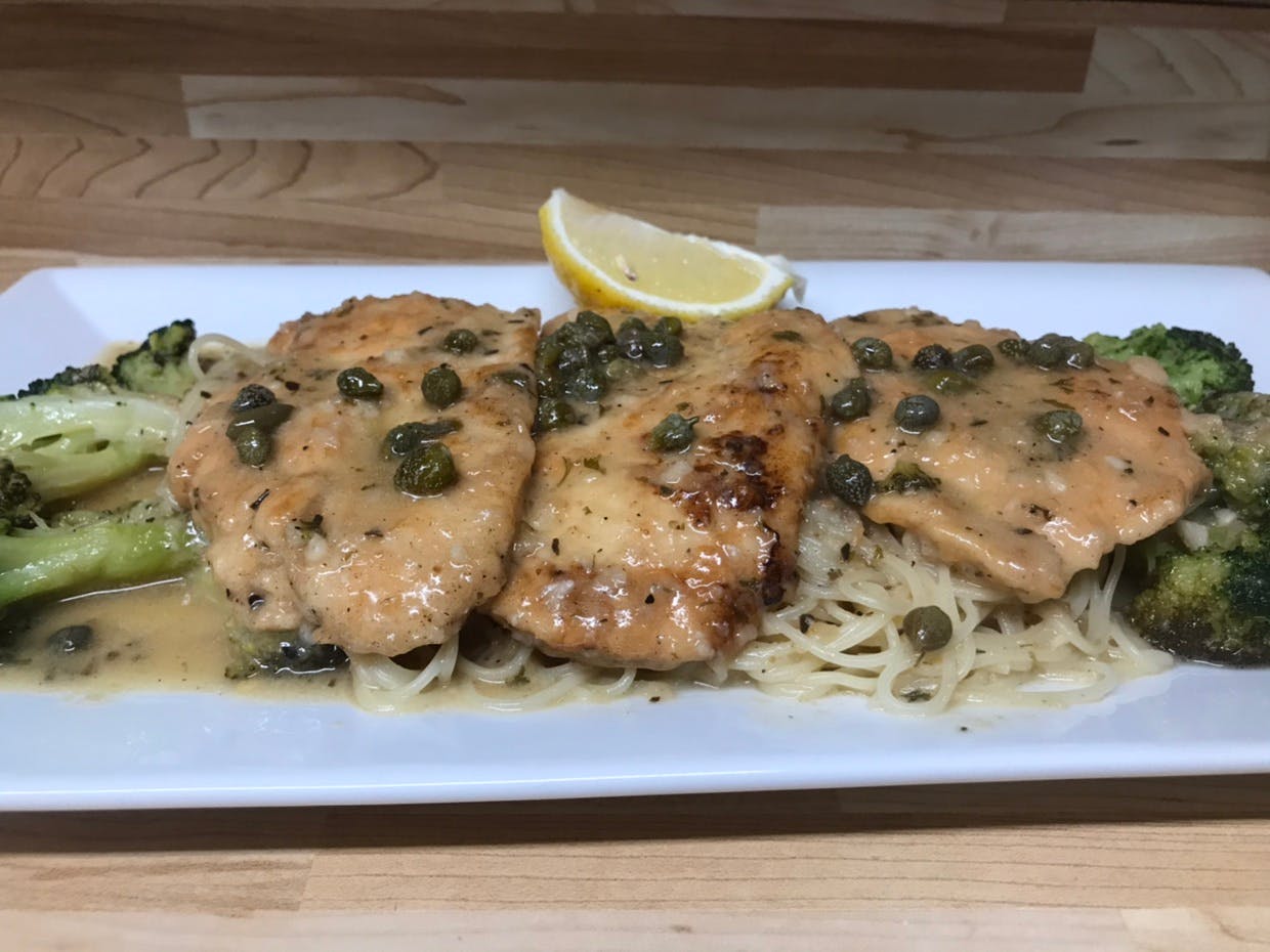 Order Chicken Piccata - Entree food online from Anthony Restaurant store, Torrington on bringmethat.com