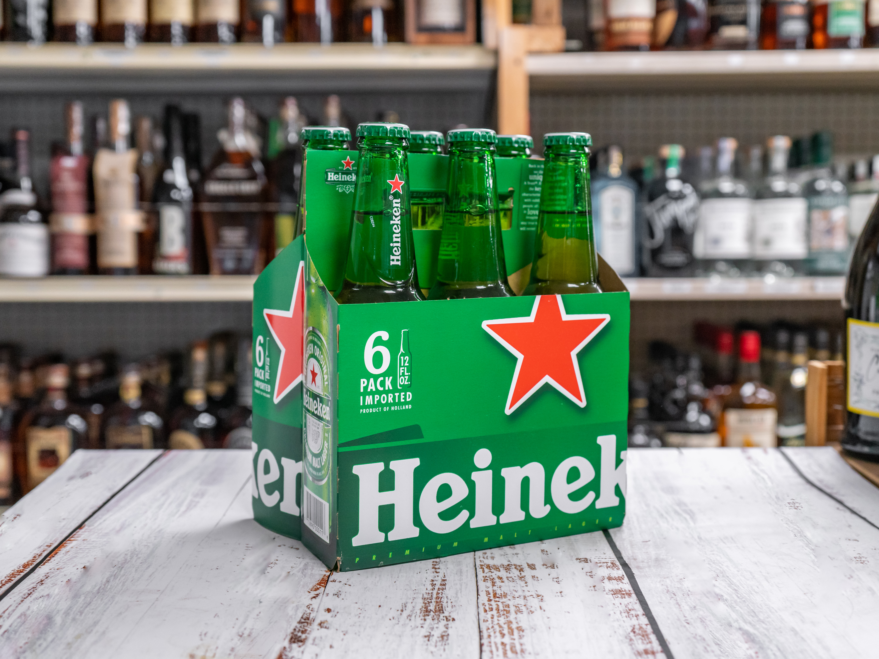 Order Heineken, 6 Pack, 12 oz. Bottle Beer (5.0% ABV) food online from Kwik & Convenient store, San Francisco on bringmethat.com
