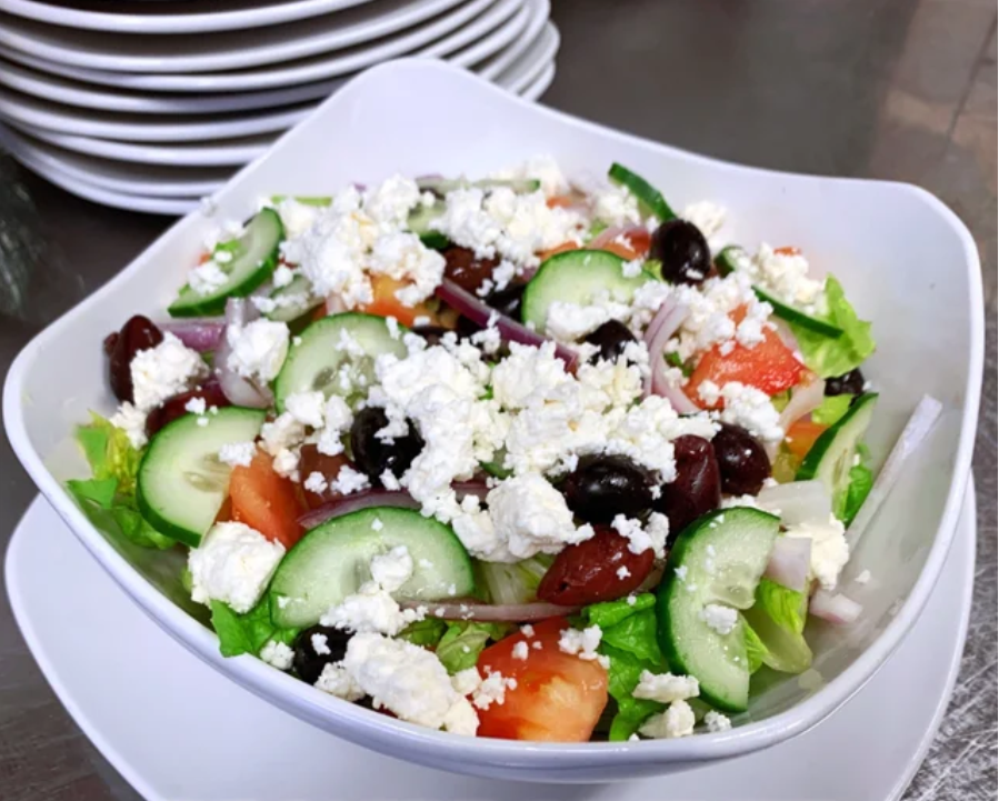 Order Greek Salad food online from The Over/Under Bar & Grill store, Saint Louis on bringmethat.com