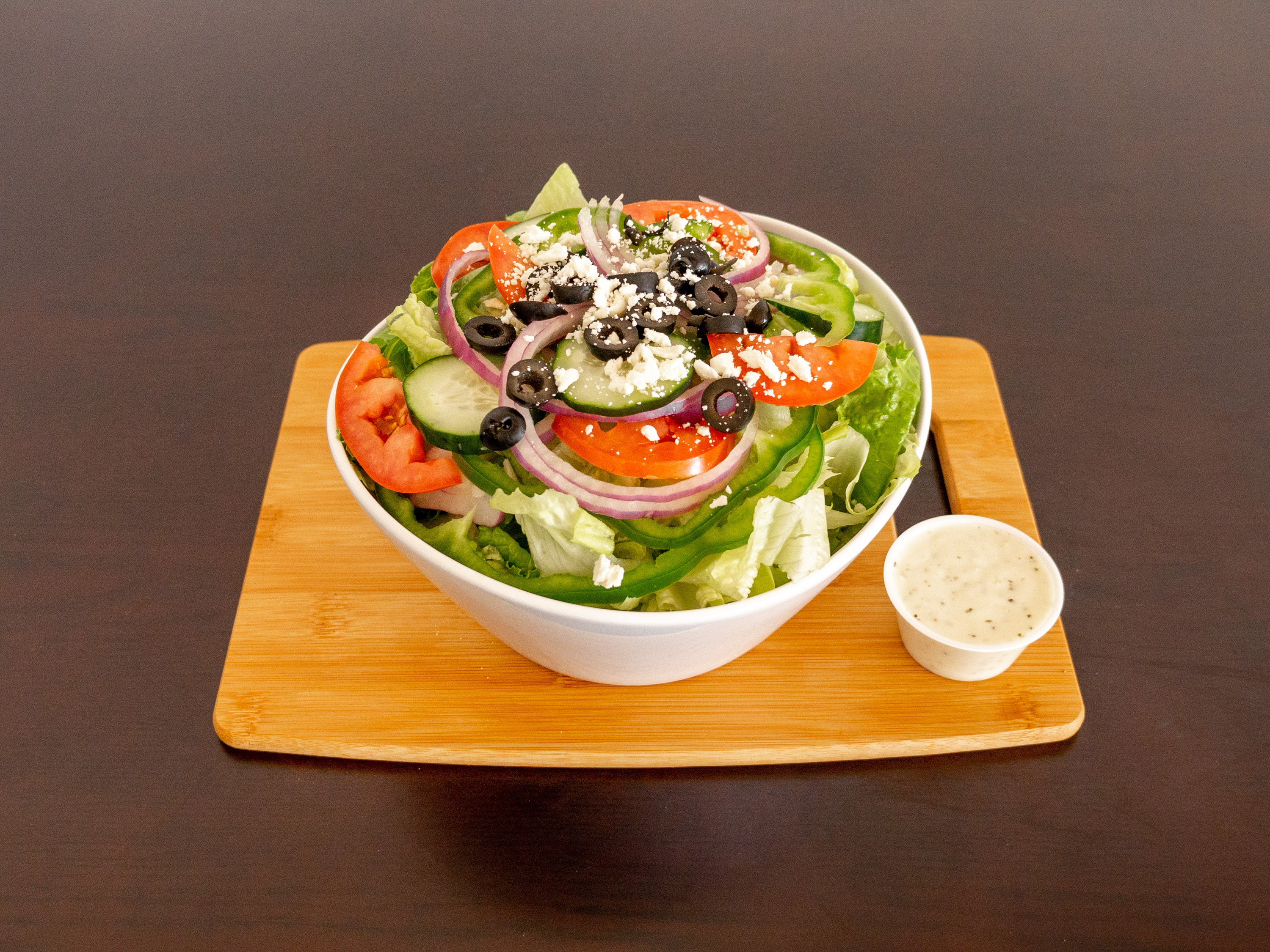Order Greek Salad food online from Susie Q Pizza store, Hayward on bringmethat.com