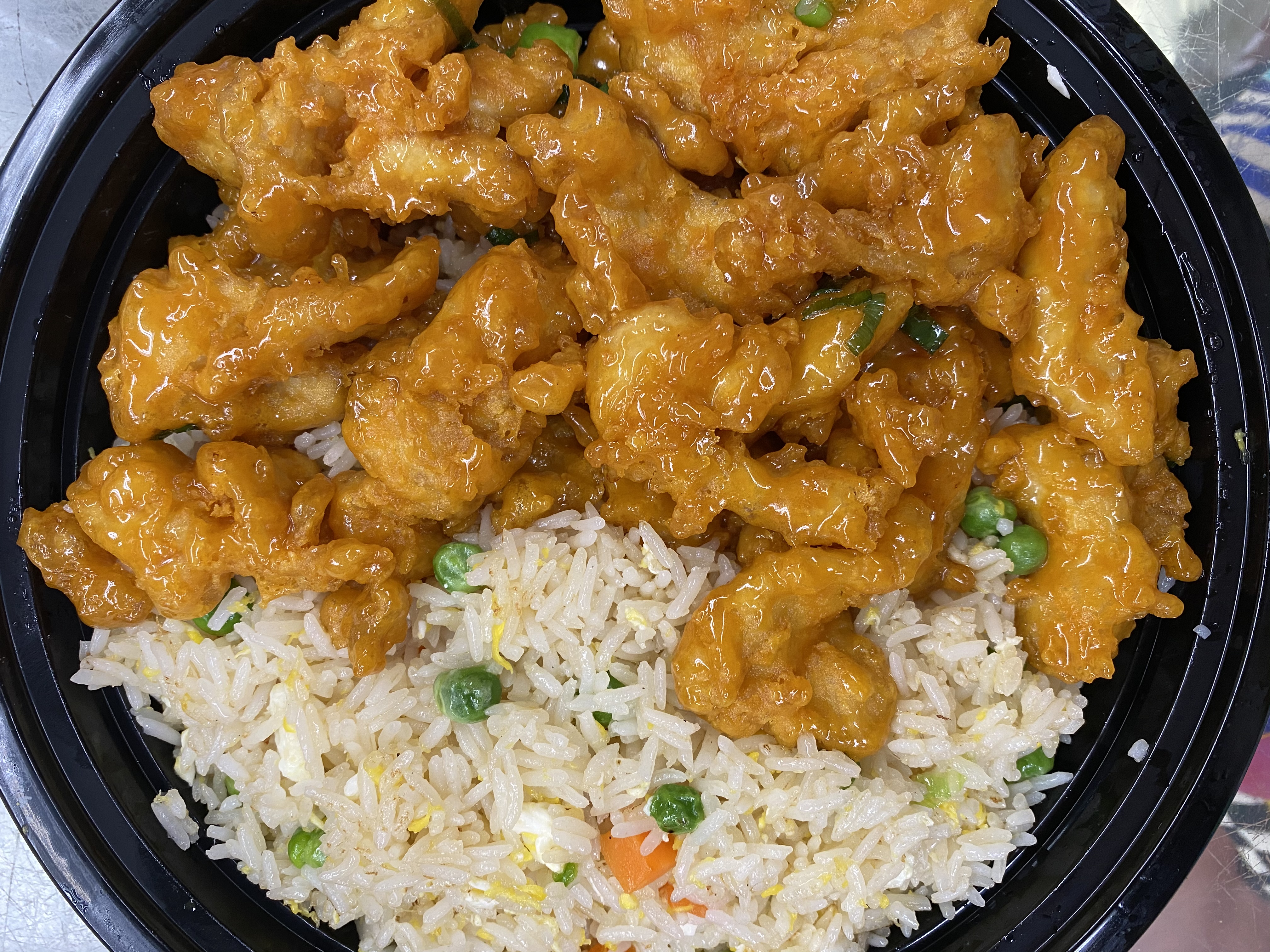Order Fried Rice with Orange Chicken   food online from Lucky Deli store, Los Angeles on bringmethat.com