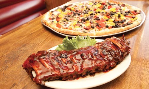 Order 10. Pizza 18" with 2 Topping, Full Rack Ribs, 20 Wings, and Bucket of Fries Special food online from Pellegrini Pizza store, Las Vegas on bringmethat.com