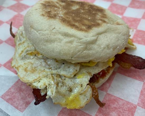 Order English Muffin Bacon, Egg, & Cheese Sandwich food online from The Pennsylvania Bakery store, Camp Hill on bringmethat.com