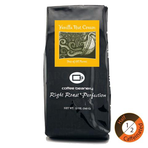 Order 12oz Whole Bean Half Caff Vanilla Nut Cream Flavored Coffee food online from The Coffee Beanery store, Wyomissing on bringmethat.com