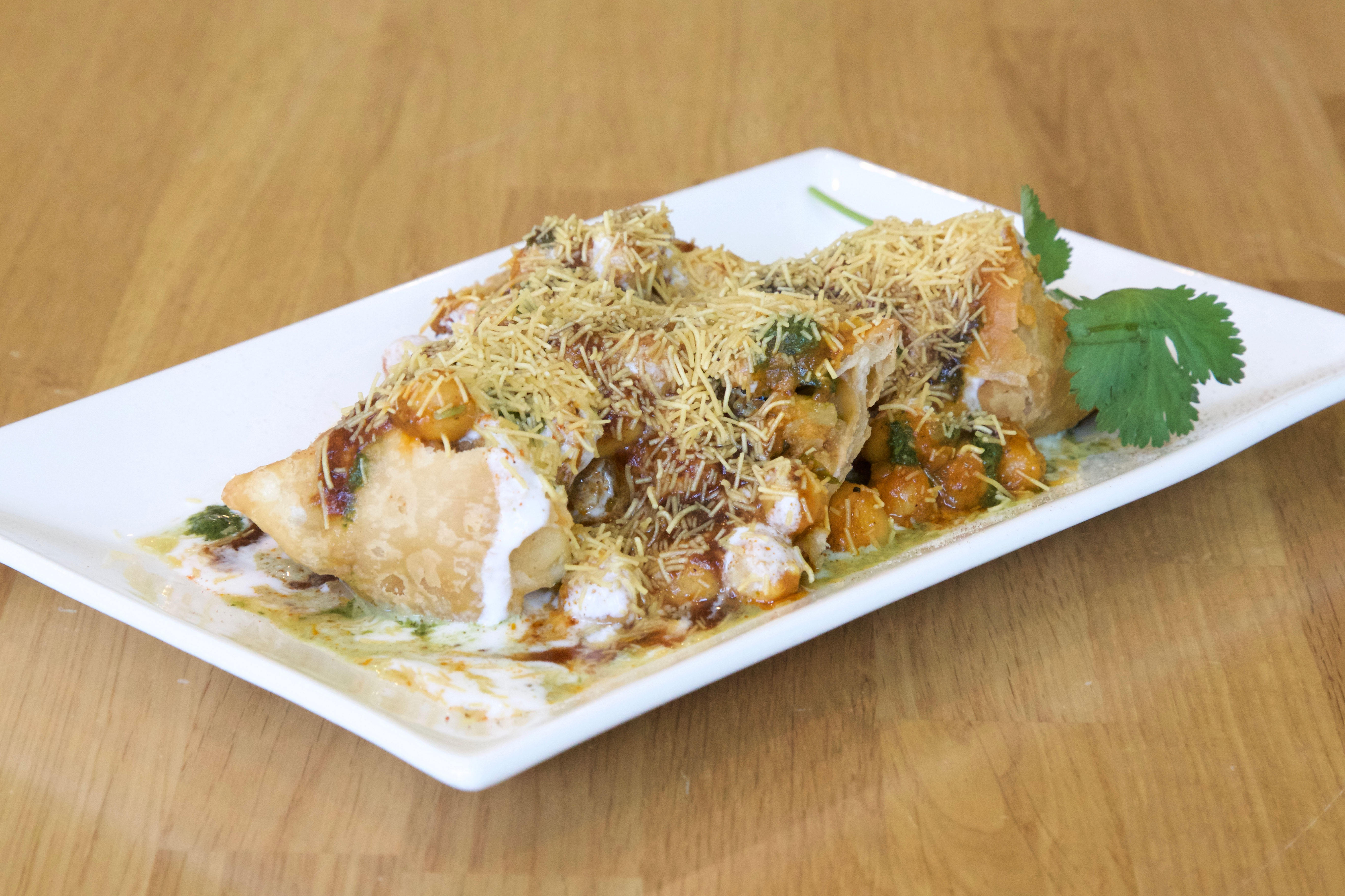 Order Samosa Chaat food online from Mint Indian Eatery store, Somerville on bringmethat.com