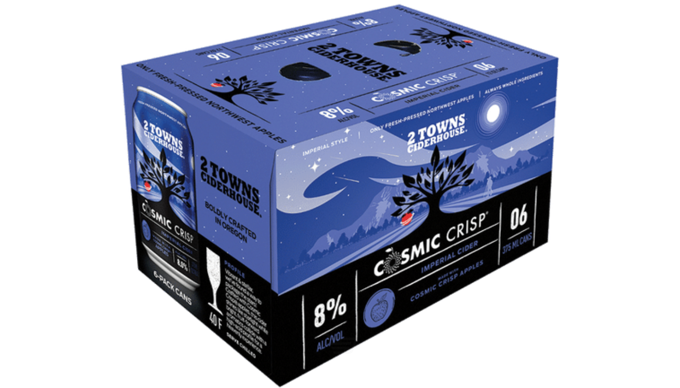 Order 2 Towns Ciderhouse Cosmic Crisp Imperial Cider 6 Pack 12 oz Cans food online from Dimension Liquor store, Lake Forest on bringmethat.com