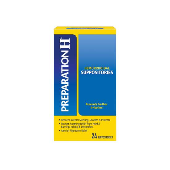 Order Preparation H Hemorrhoid Symptom Treatment Suppositories Cocoa Butter (24 ct) food online from Rite Aid store, Mckinleyville on bringmethat.com