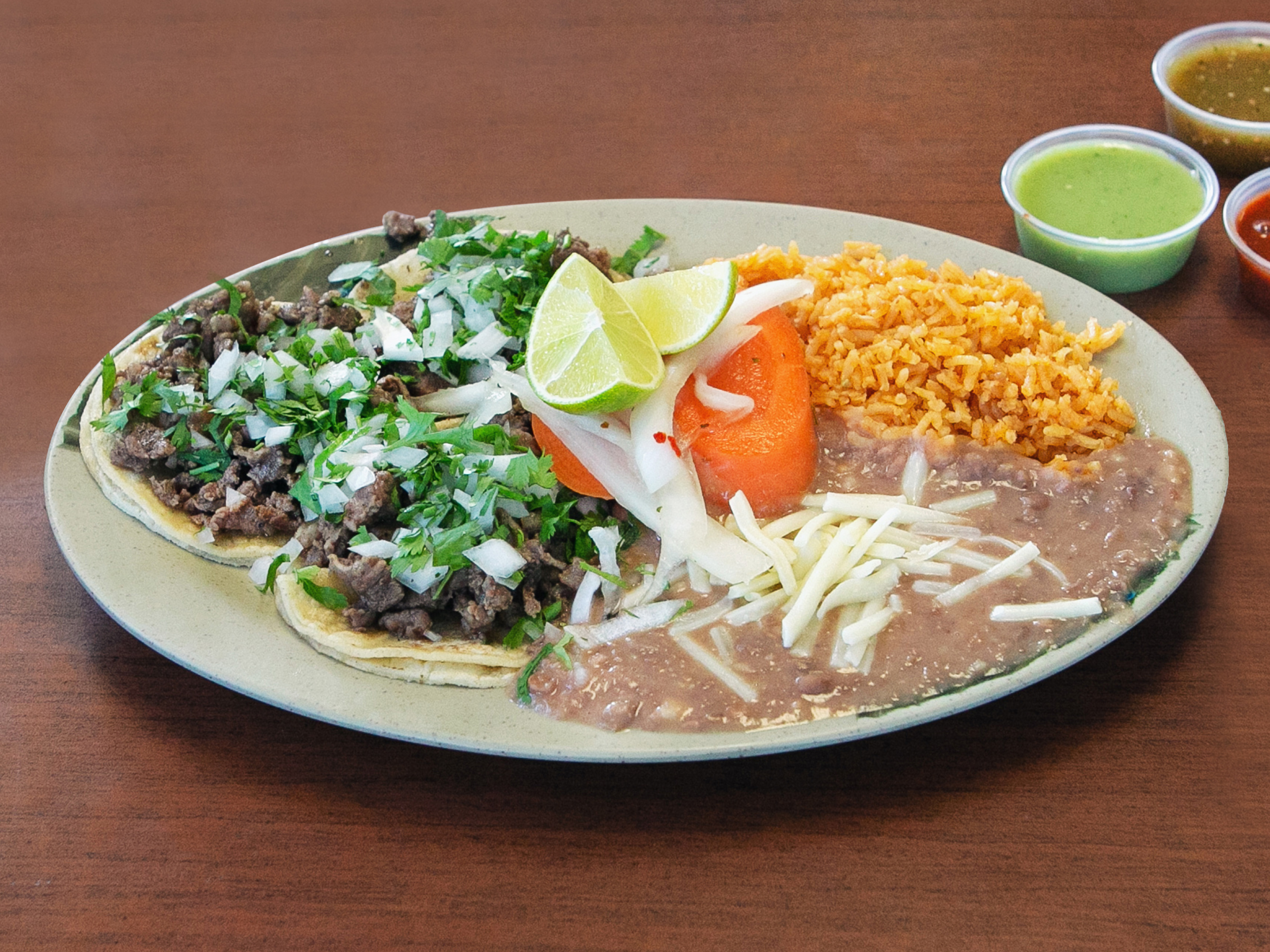 Order 3 taco special with rice and beans food online from Rambos Tacos store, West Covina on bringmethat.com