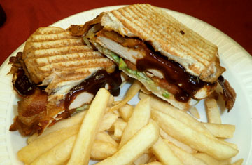 Order Texas BBQ Chicken Breast Melt Panini food online from Tharsy Grill store, Baltimore on bringmethat.com