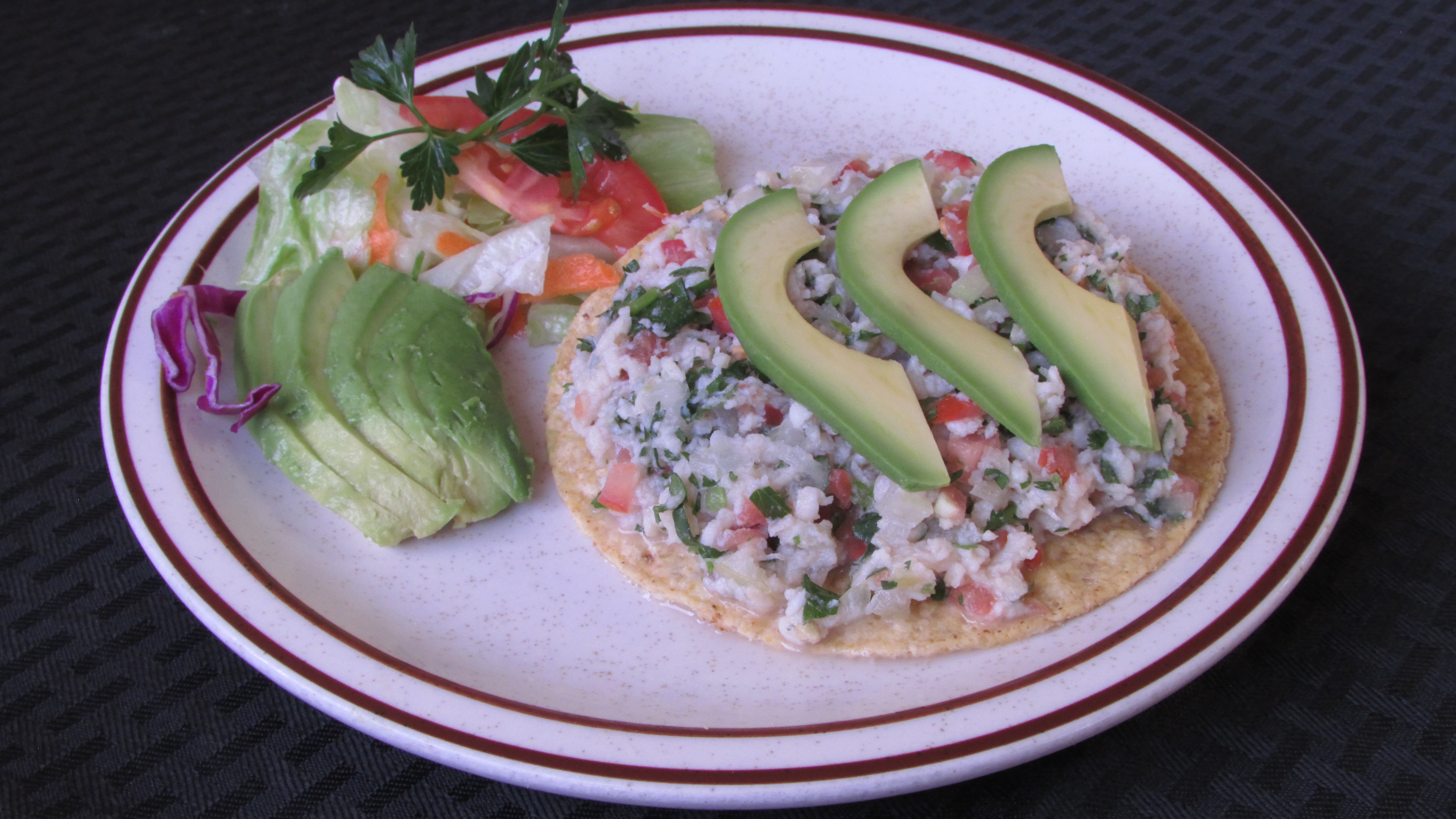 Order Tostada de Ceviche food online from Tortillas Restaurant store, Cathedral City on bringmethat.com
