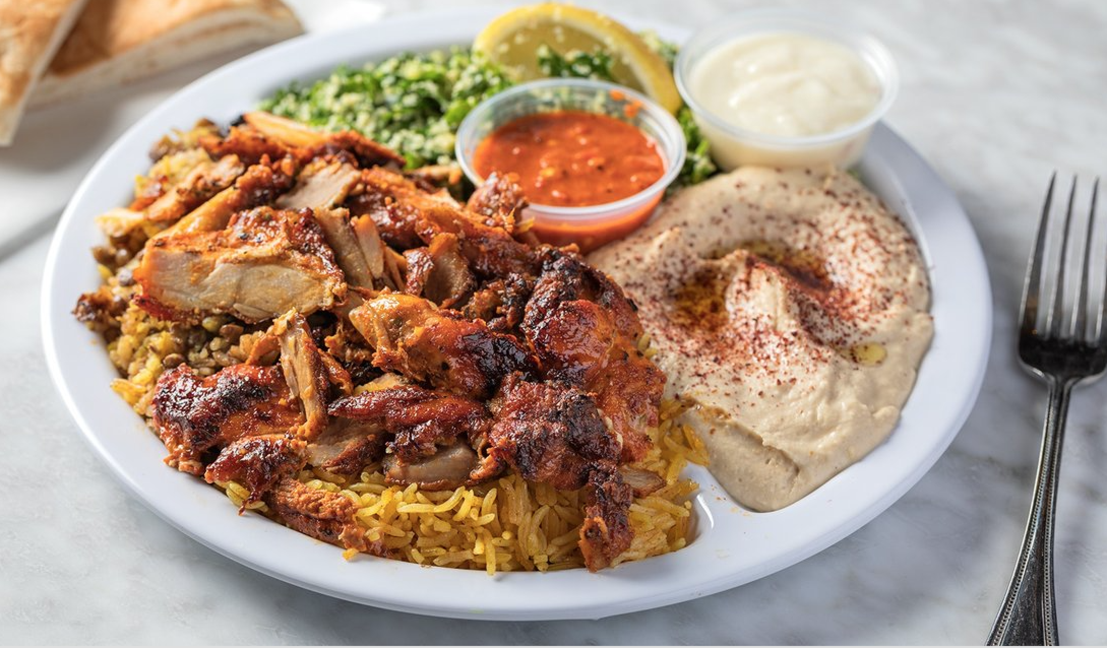 Order Chicken Shawerma Dinner food online from Sultans Market store, Chicago on bringmethat.com