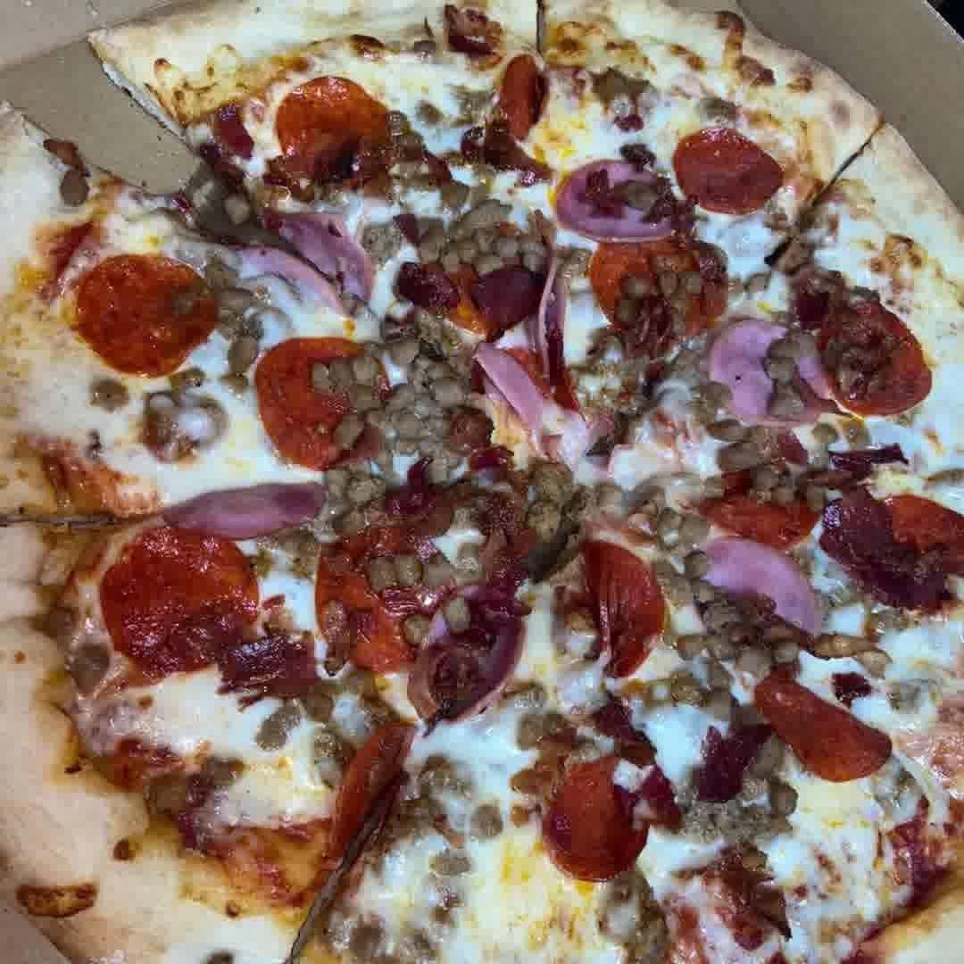 Order Loaded Meat Lover Pizza - Medium 12'' food online from One Guy from Italy Pizza store, Lubbock on bringmethat.com