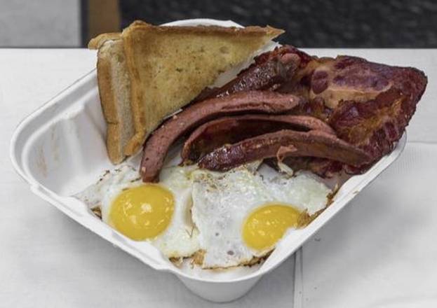 Order Breakfast Platter with Beef Bacon with egg and cheese food online from Habibi Gourmet Deli store, South Ozone Park on bringmethat.com