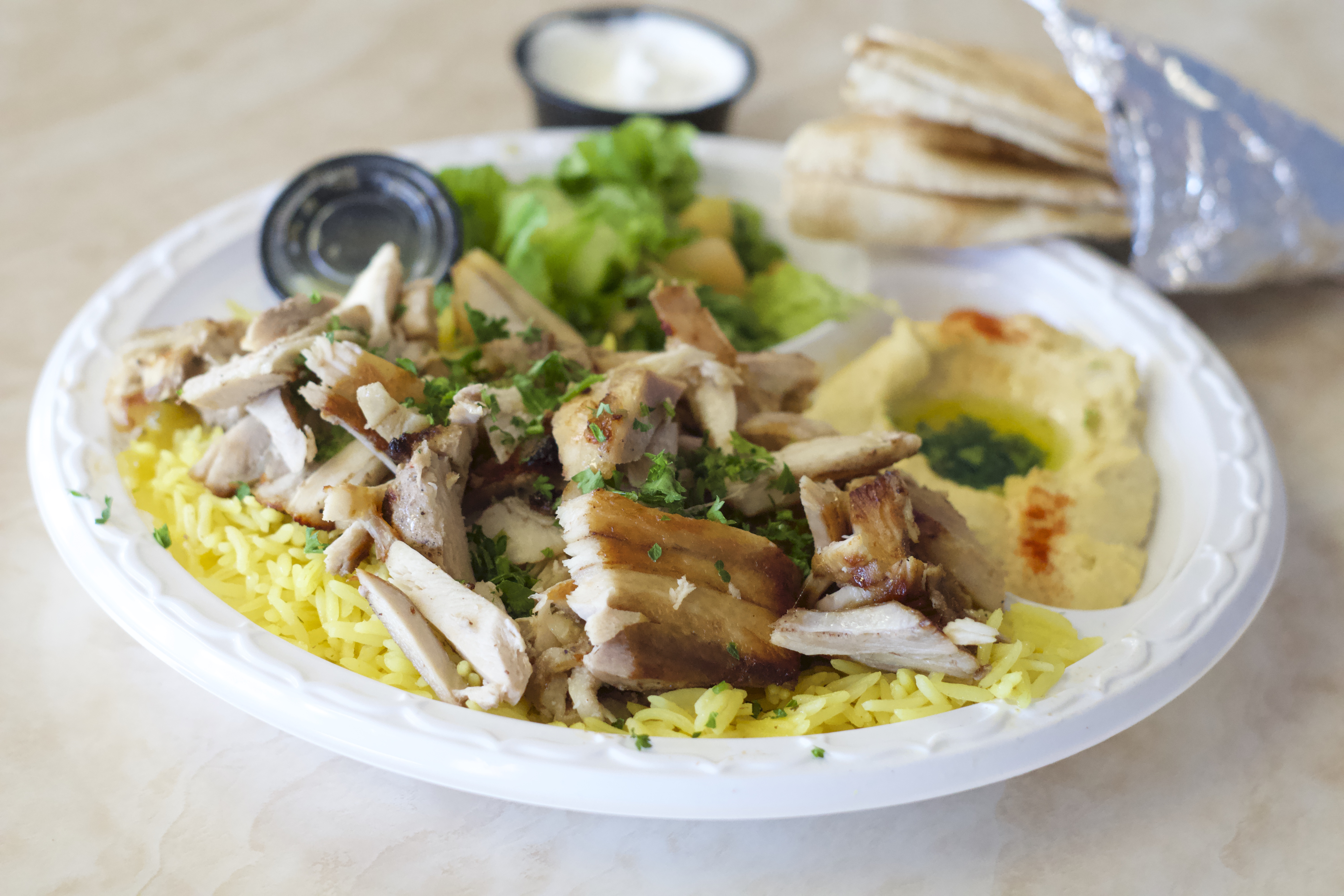 Order Chicken Shawarma Plate food online from Pita Grill store, Fresno on bringmethat.com