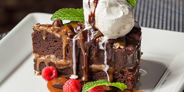Order Turtle Fudge Brownie  food online from Pappadeaux Seafood Kitchen store, Austin on bringmethat.com
